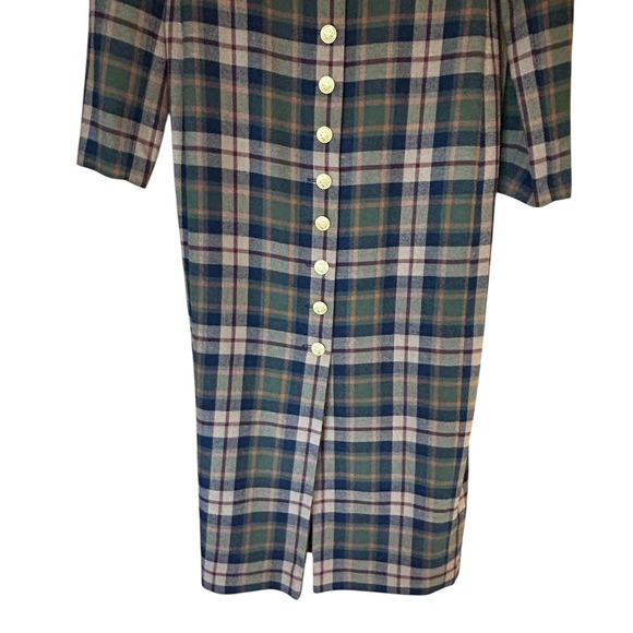 Vintage Heritage Tartan Plaid Maxi Dress Size 10 Velvet Collar Button Front - Picture 6 of 8